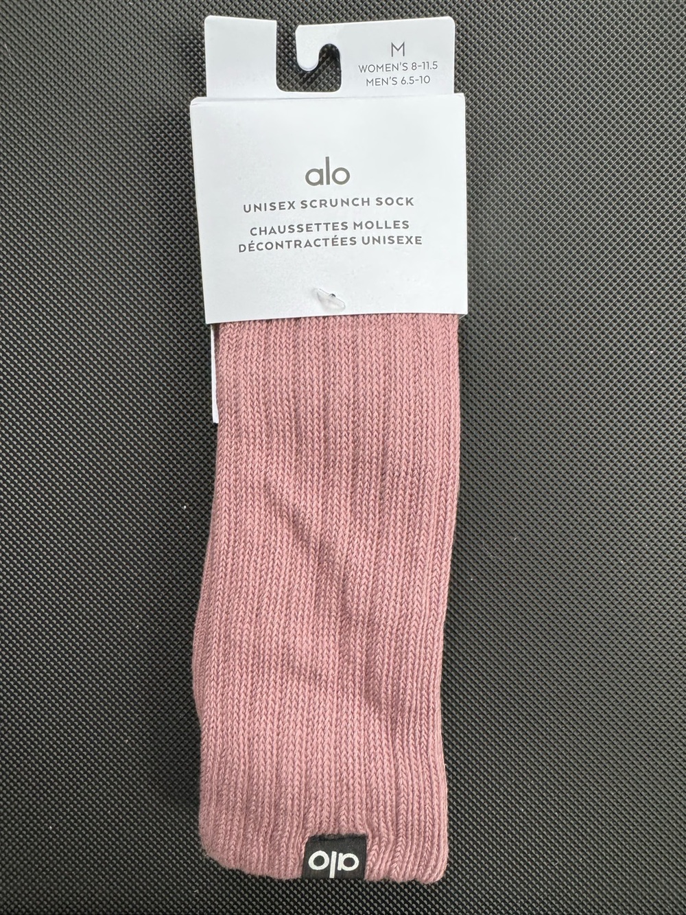 ALO Yoga Unisex Scrunch Sock Smoky Quartz NEW NWT Pink Medium
